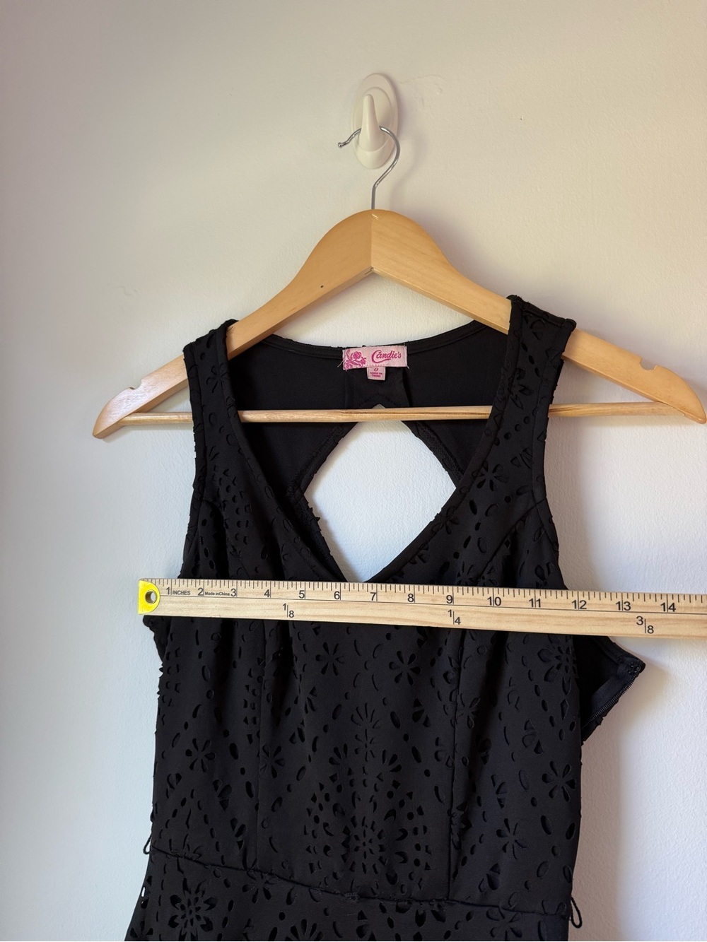 Candie's Black Eyelet Mini Dress with Keyhole Back - Picture 5 of 6